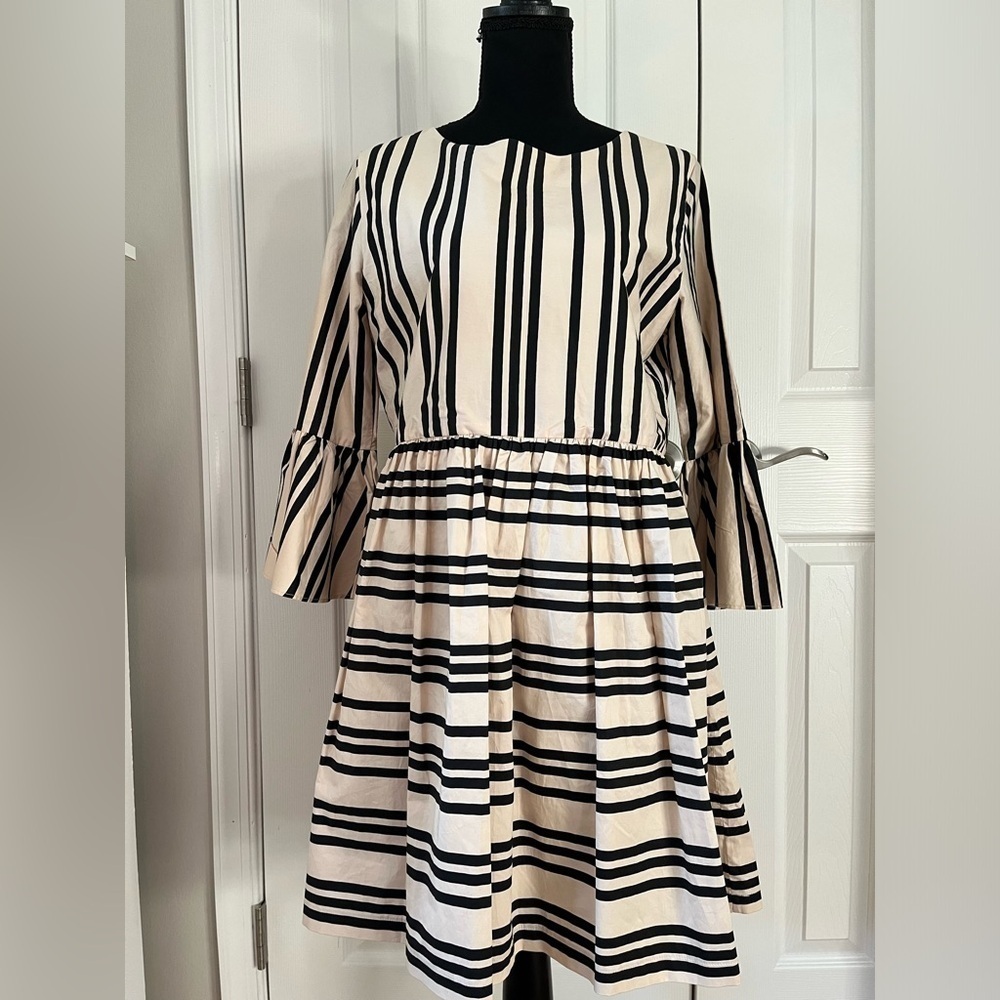 CAARA Stripe Bell Sleeve Dress Large NWT